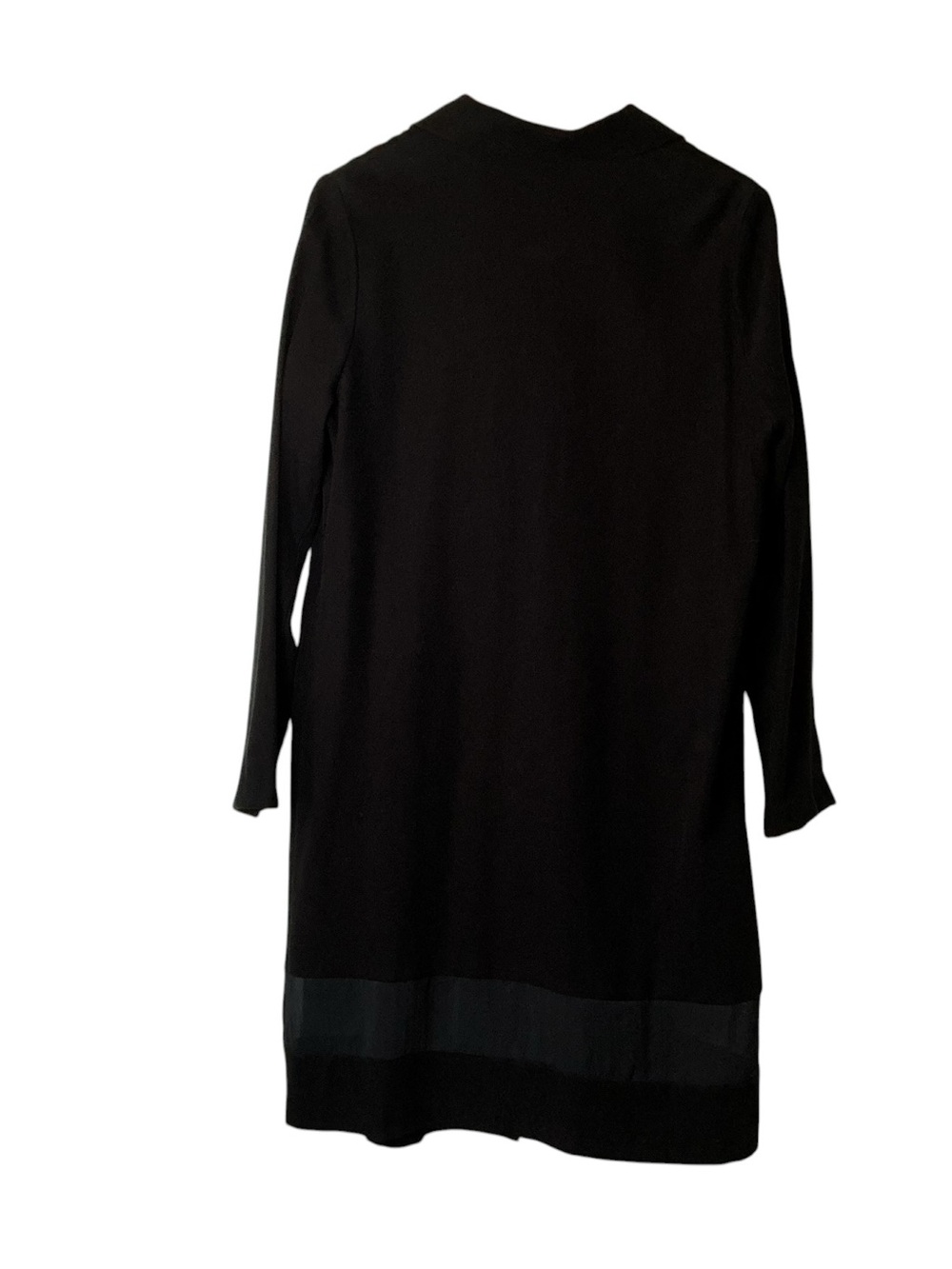 Miss Etam Positie Black Sheer Band Long Duster Coat Jacket Size M Button Front - Picture 4 of 11
